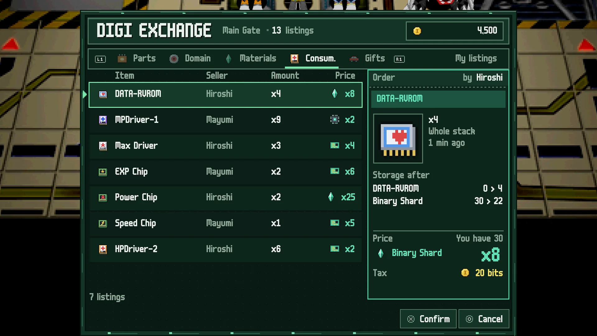 The Digi Exchange window with an order being placed